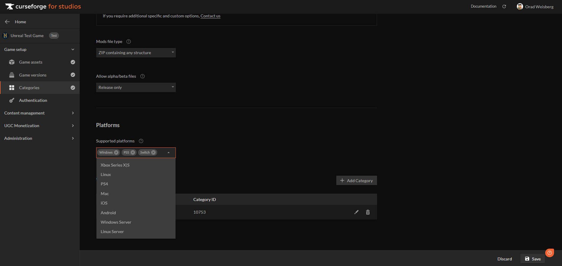 Setting up your cloud cooker in the CurseForge for Studios Developer Console